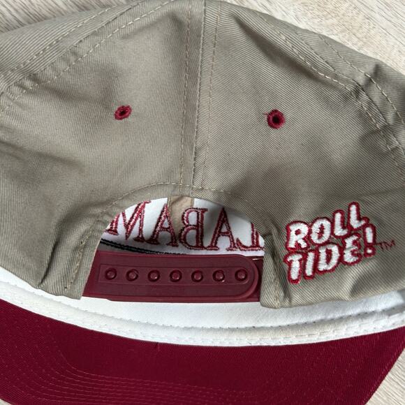 Vintage Alabama Crimson Tide Hat Snapback College Youngan Beige Red Cap - Picture 2 of 9